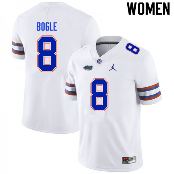 Women #8 Khris Bogle Florida Gators College Football Jerseys White
